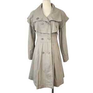 Armani Exchange Double Breasted Cotton Trench Coat Slimming A-Line Beige L NWT